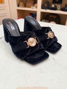 Versace Black Velvet Heels